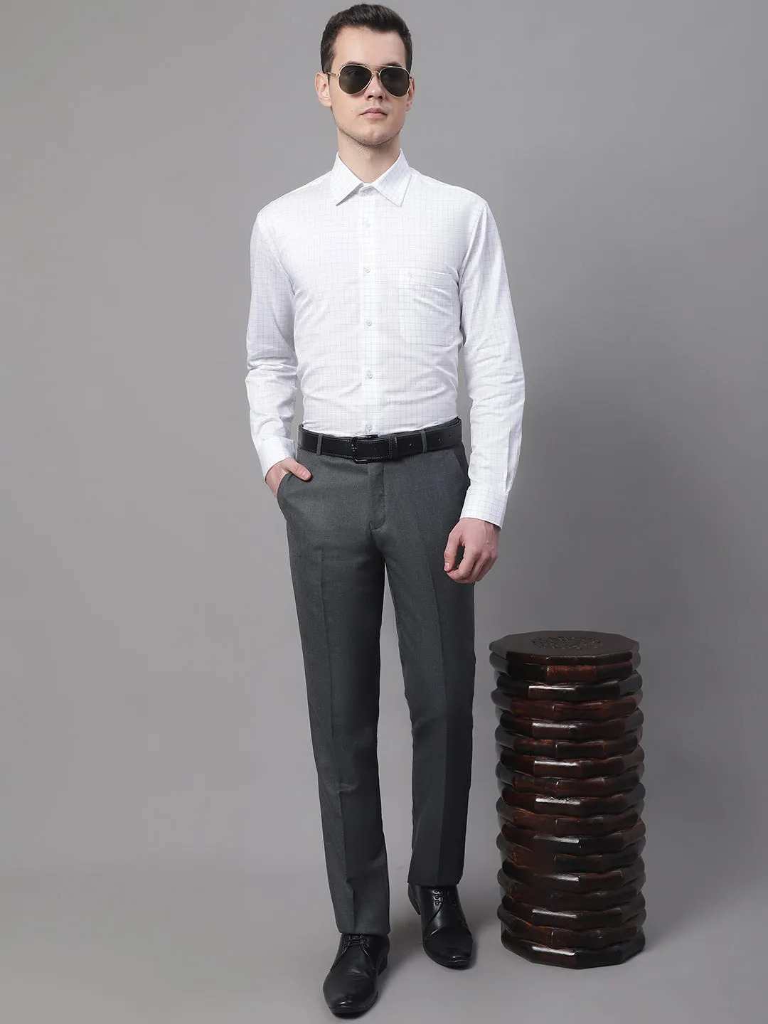 Men's Formal Flat front Charcoal  Trousers