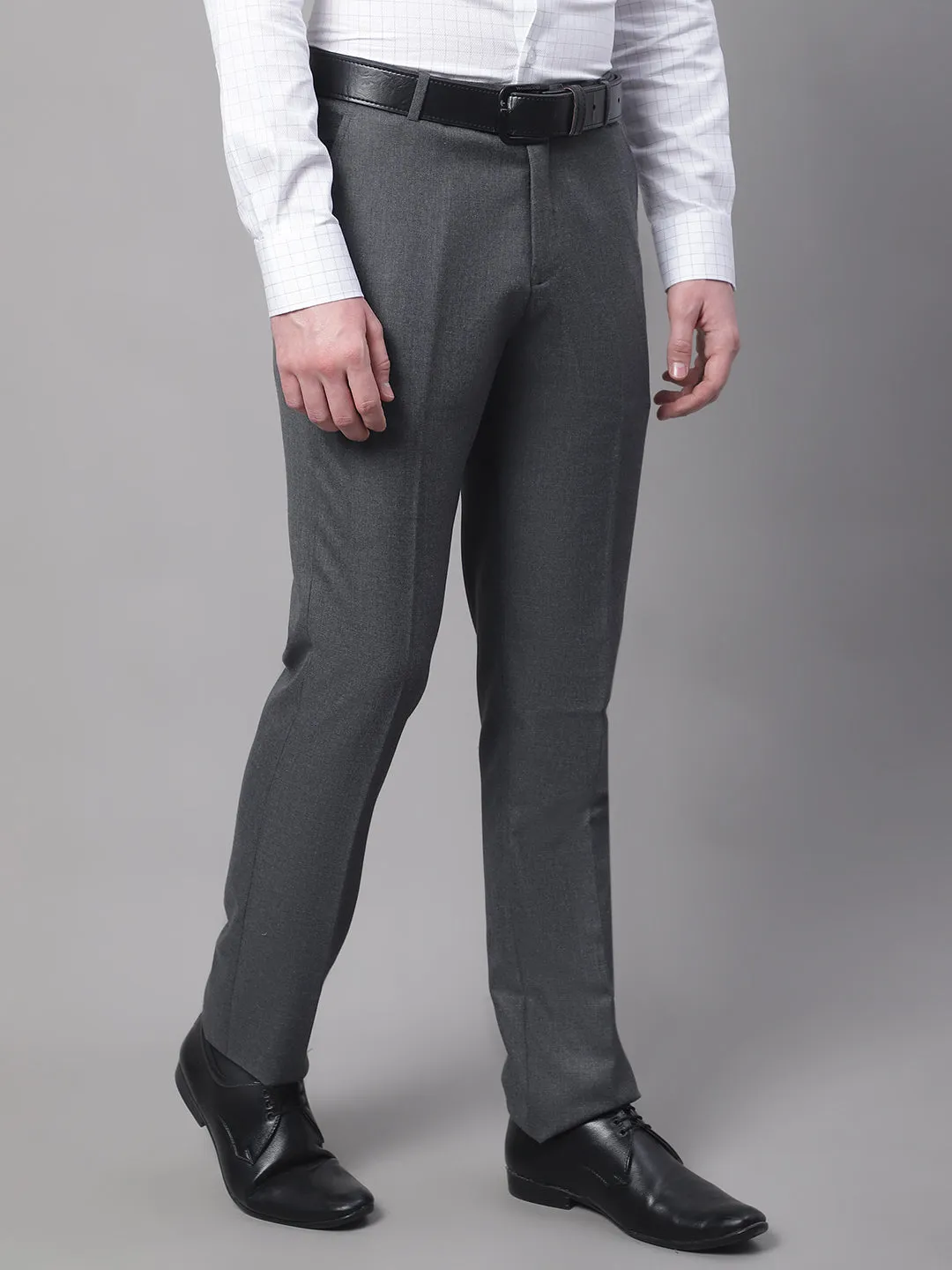 Men's Formal Flat front Charcoal  Trousers