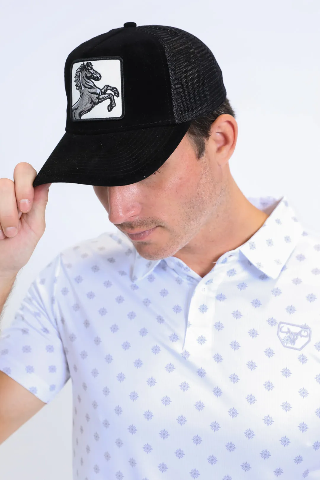 Mens Horse Logo Baseball Black Cap