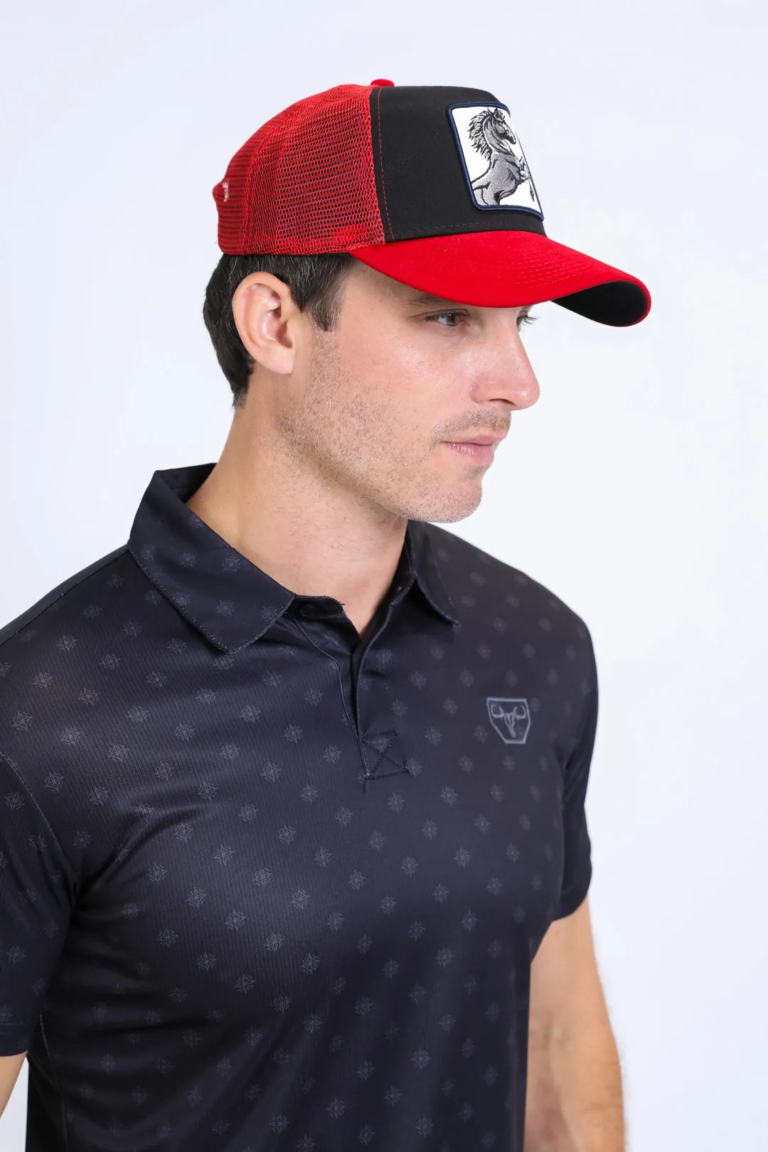 Mens Horse Logo Baseball Red Cap