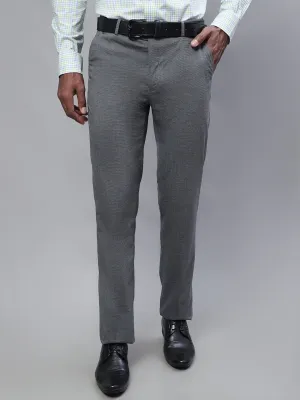 Men's Smart fit Flat front Grey Houndstooth Trousers