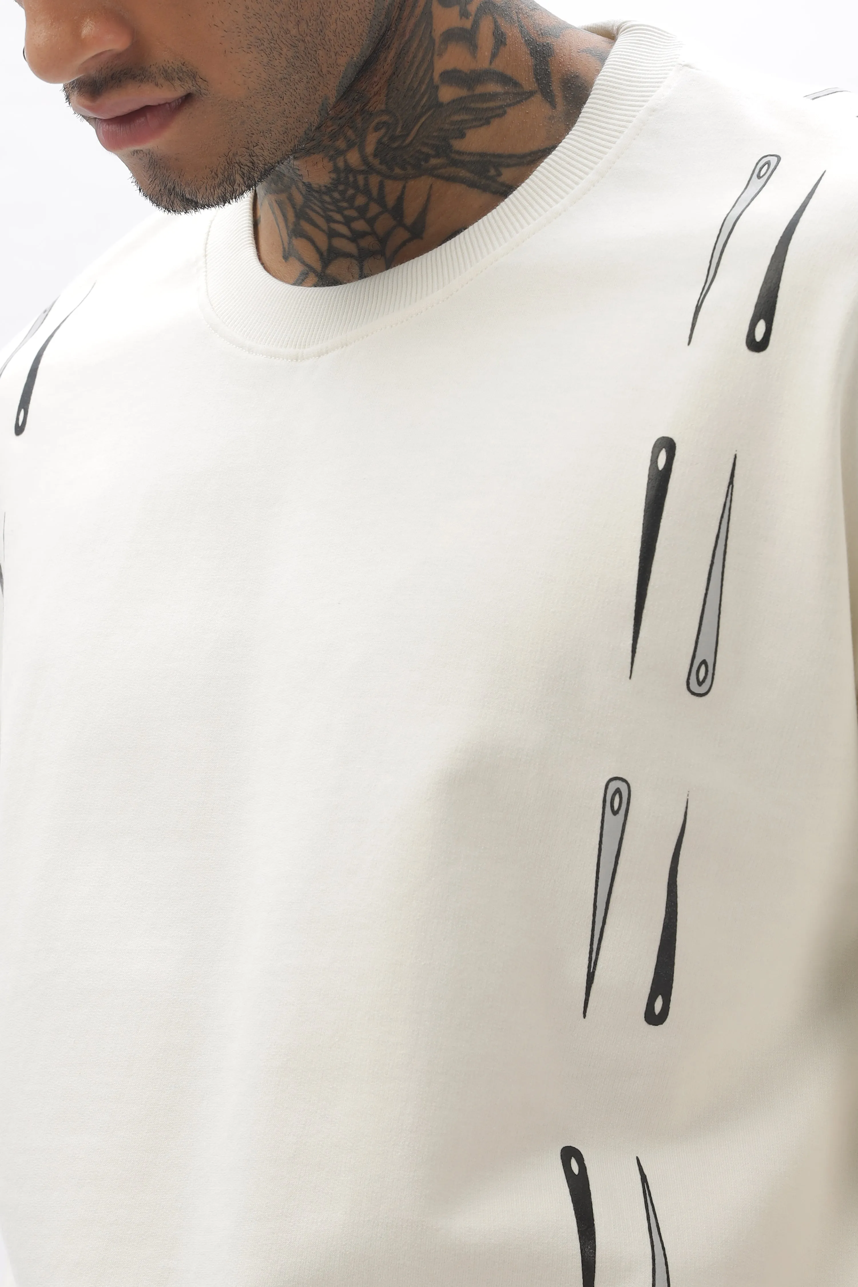 NeedleFlow Cream Dropshoulder Tee