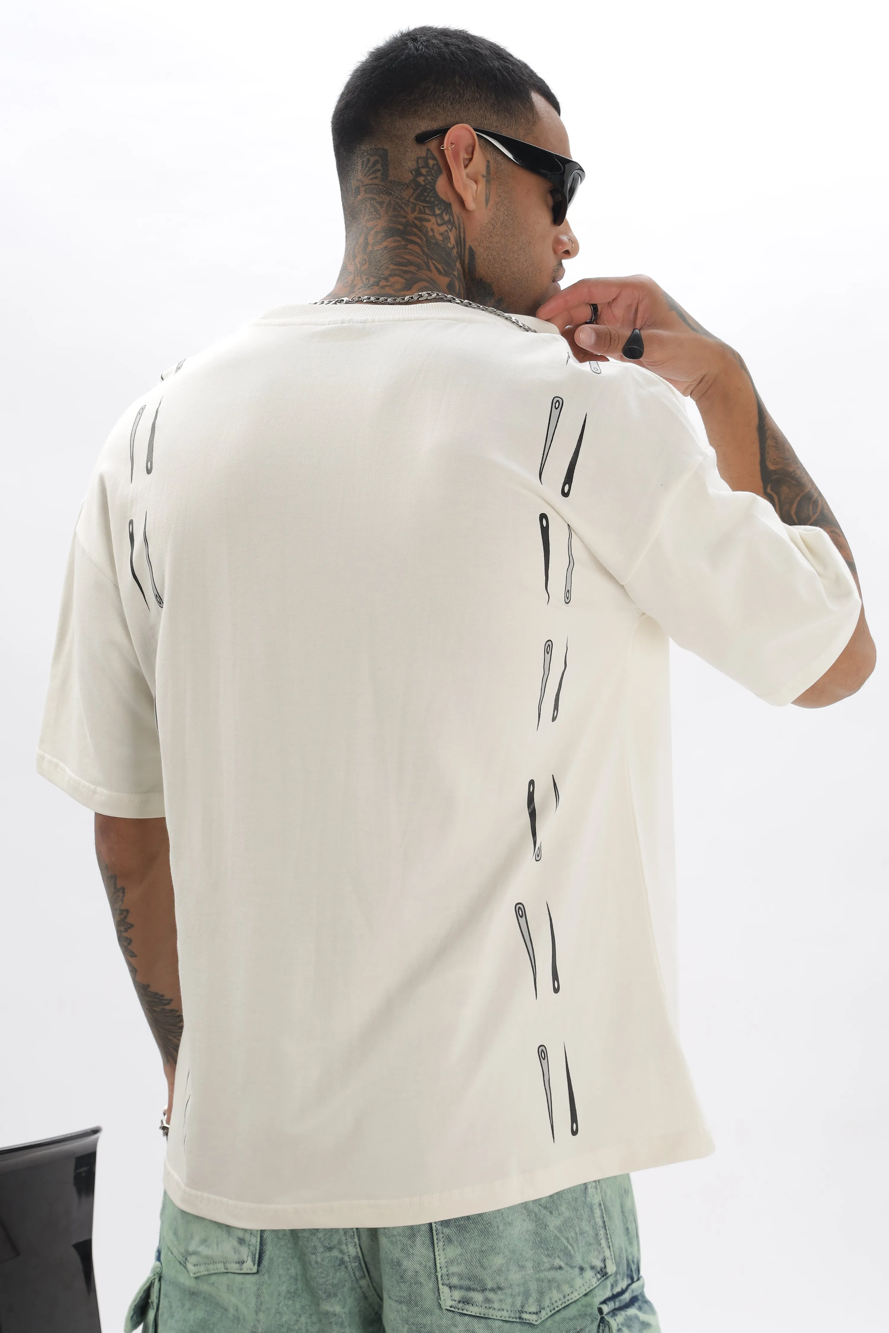 NeedleFlow Cream Dropshoulder Tee