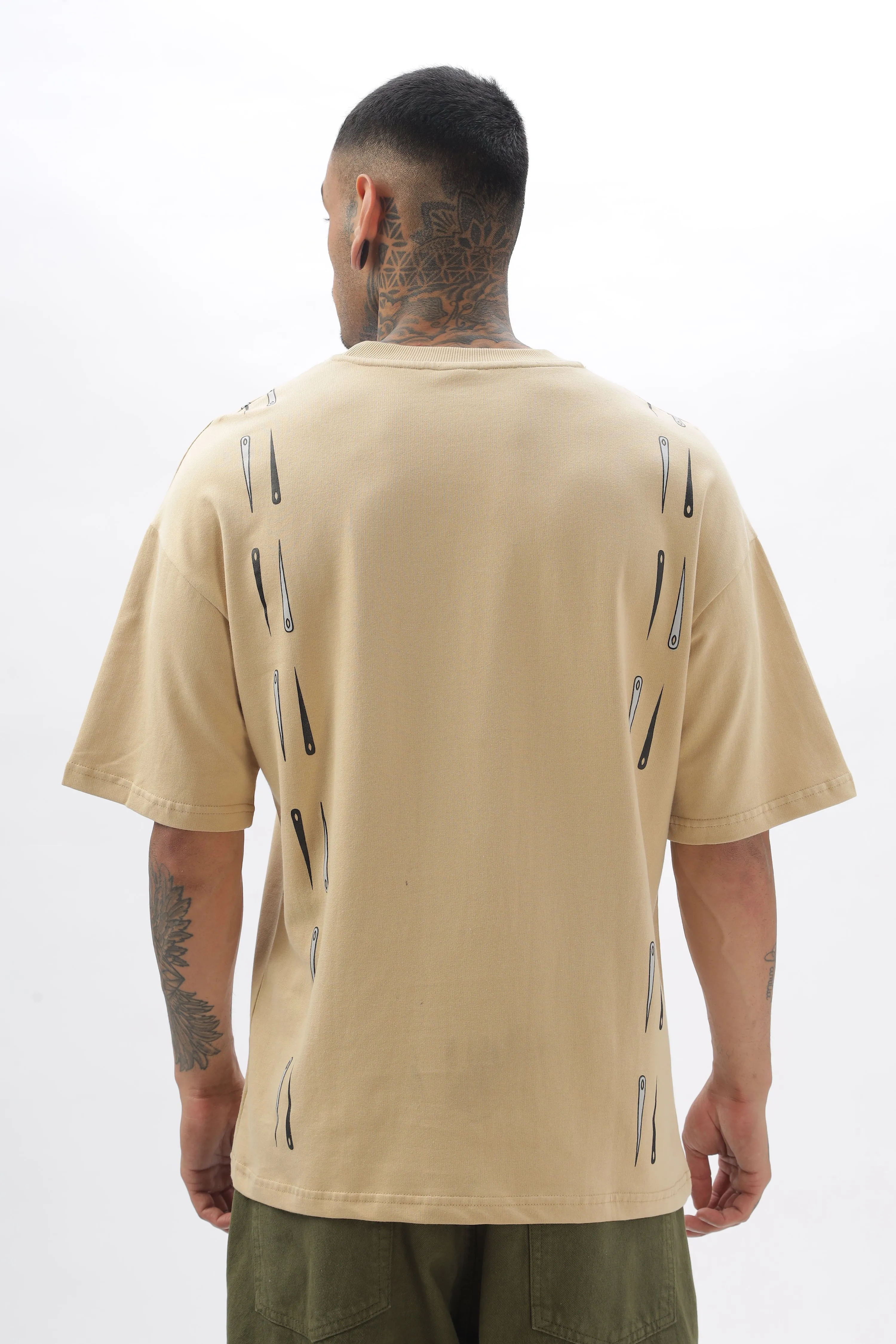 NeedleFlow Medium Beige Dropshoulder Tee