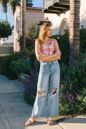 NEVER OUTDONE HIGH RISE WIDE LEG JEANS