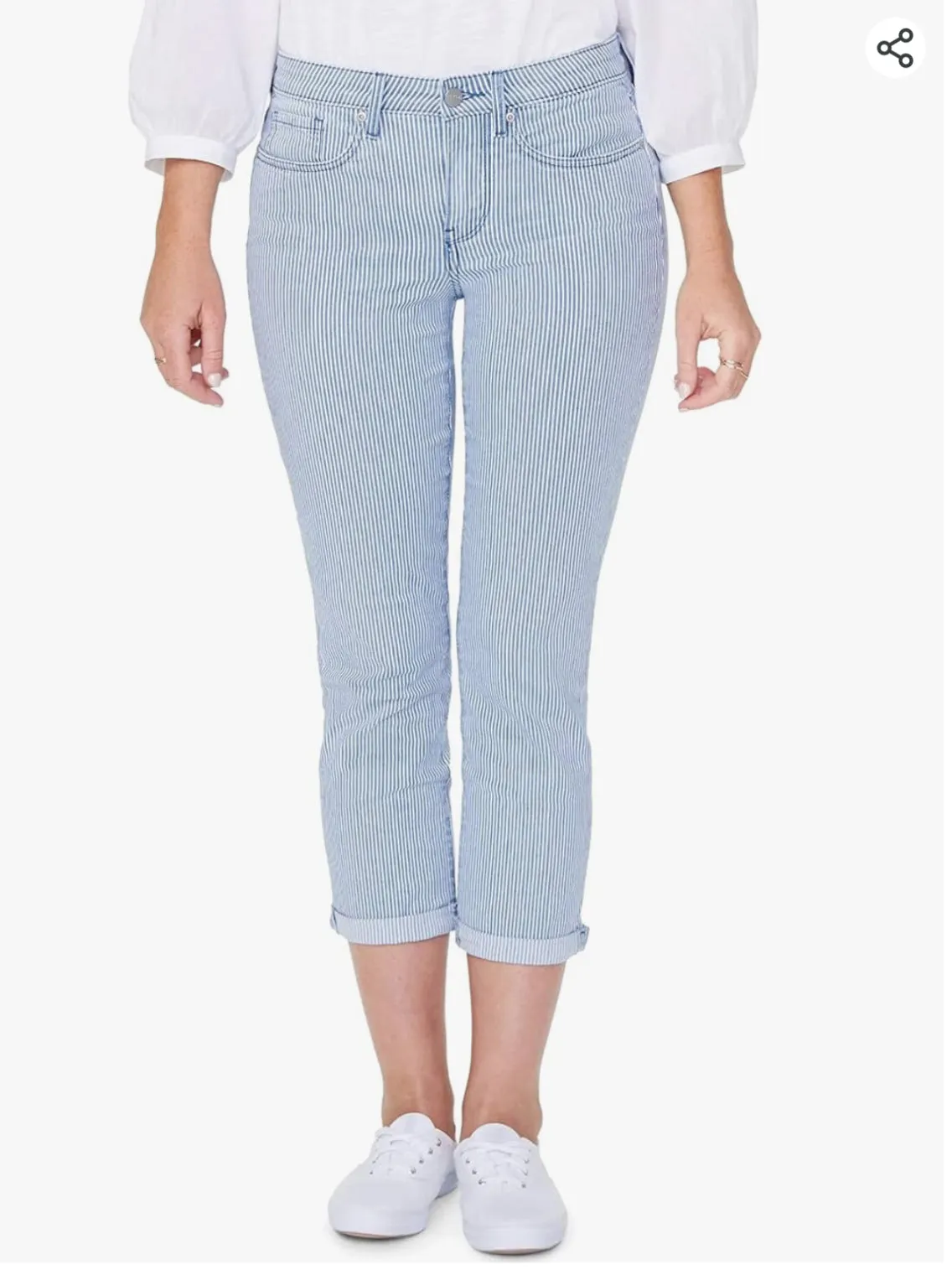 NYDJ Blue Striped Chloe Crop Jeans UK 10