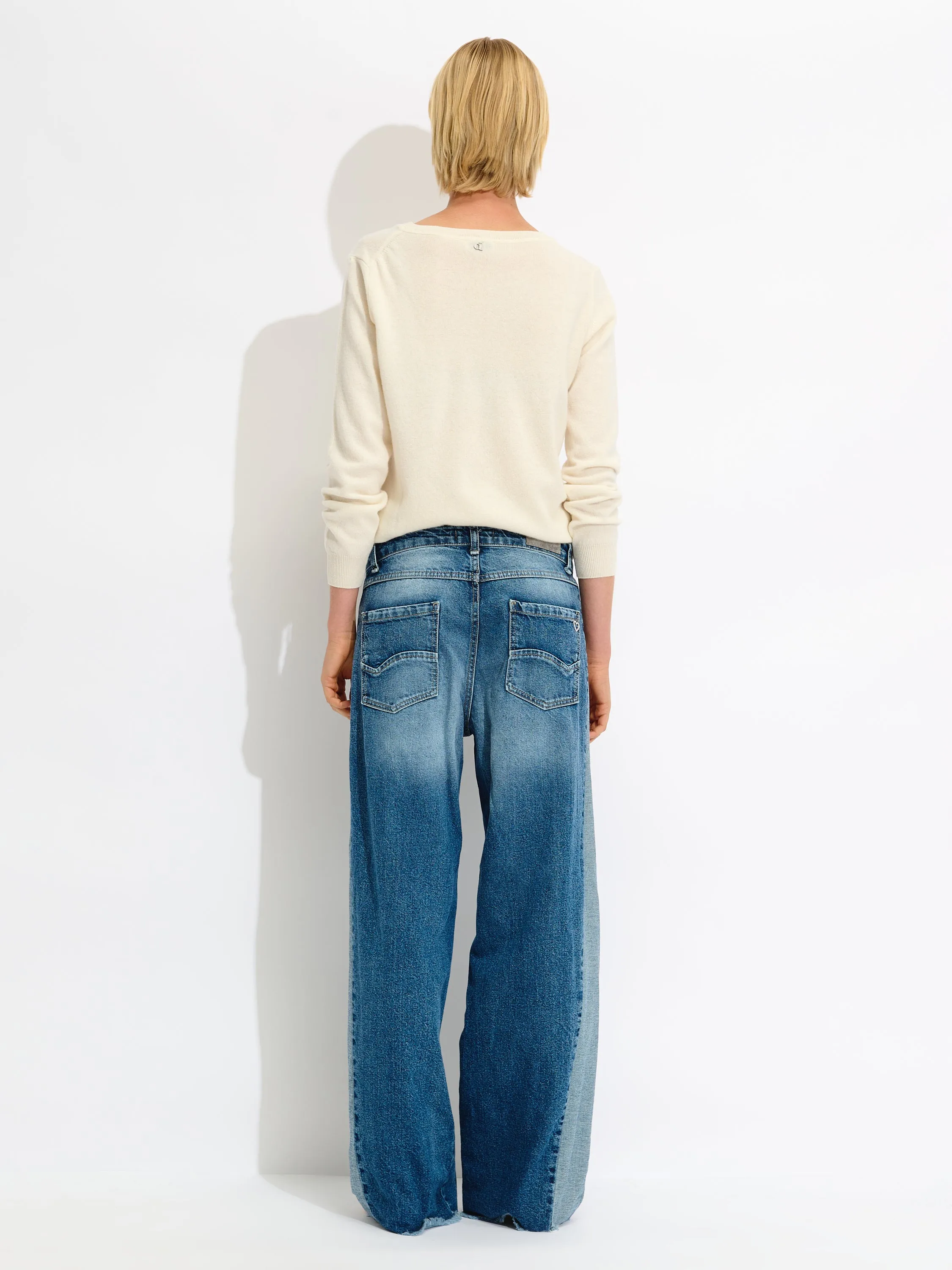 Patched Two-Tone Denim