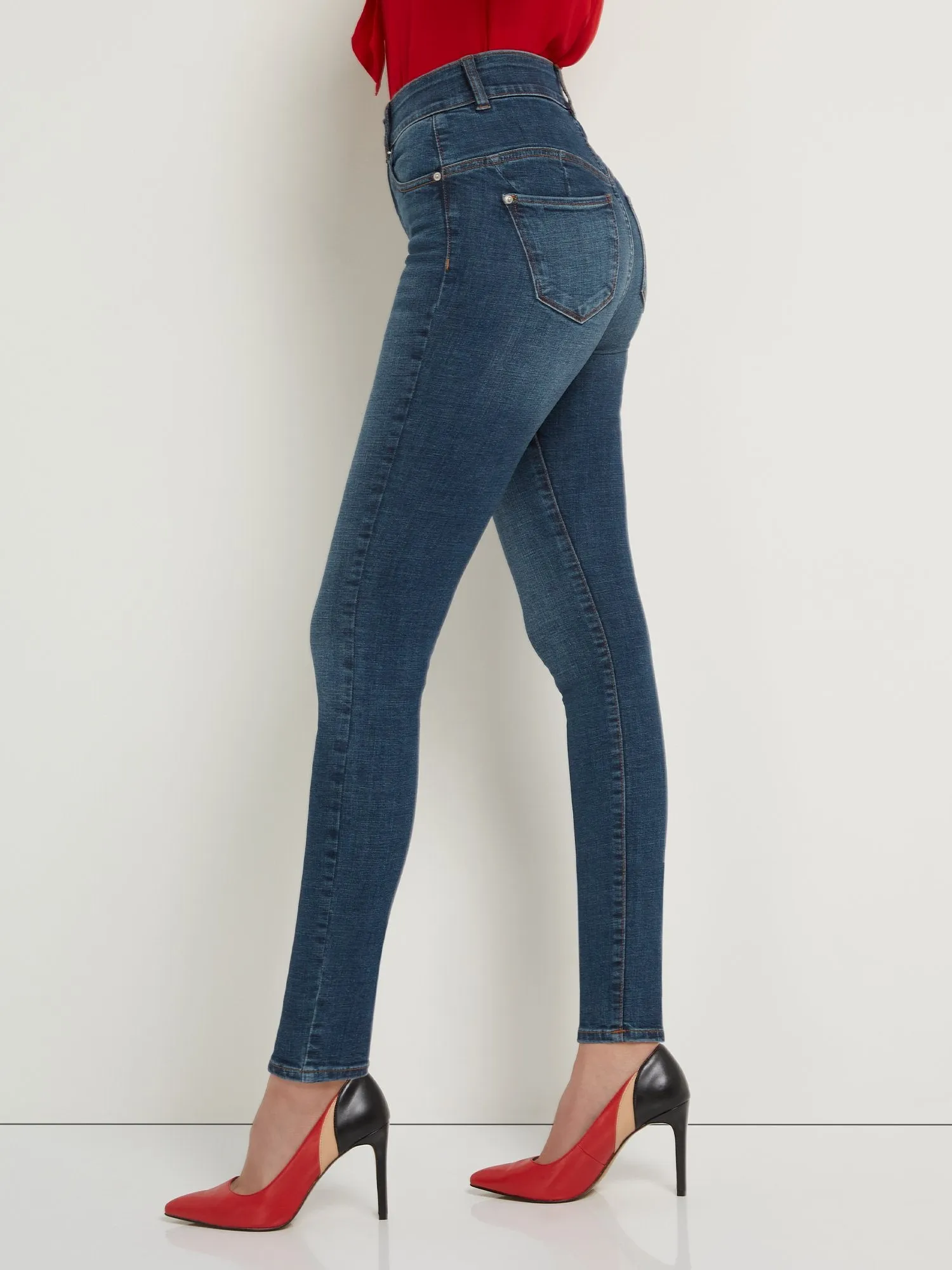 Petite Curvy Ultra High-Waisted Super-Skinny Jeans - Dark Wash