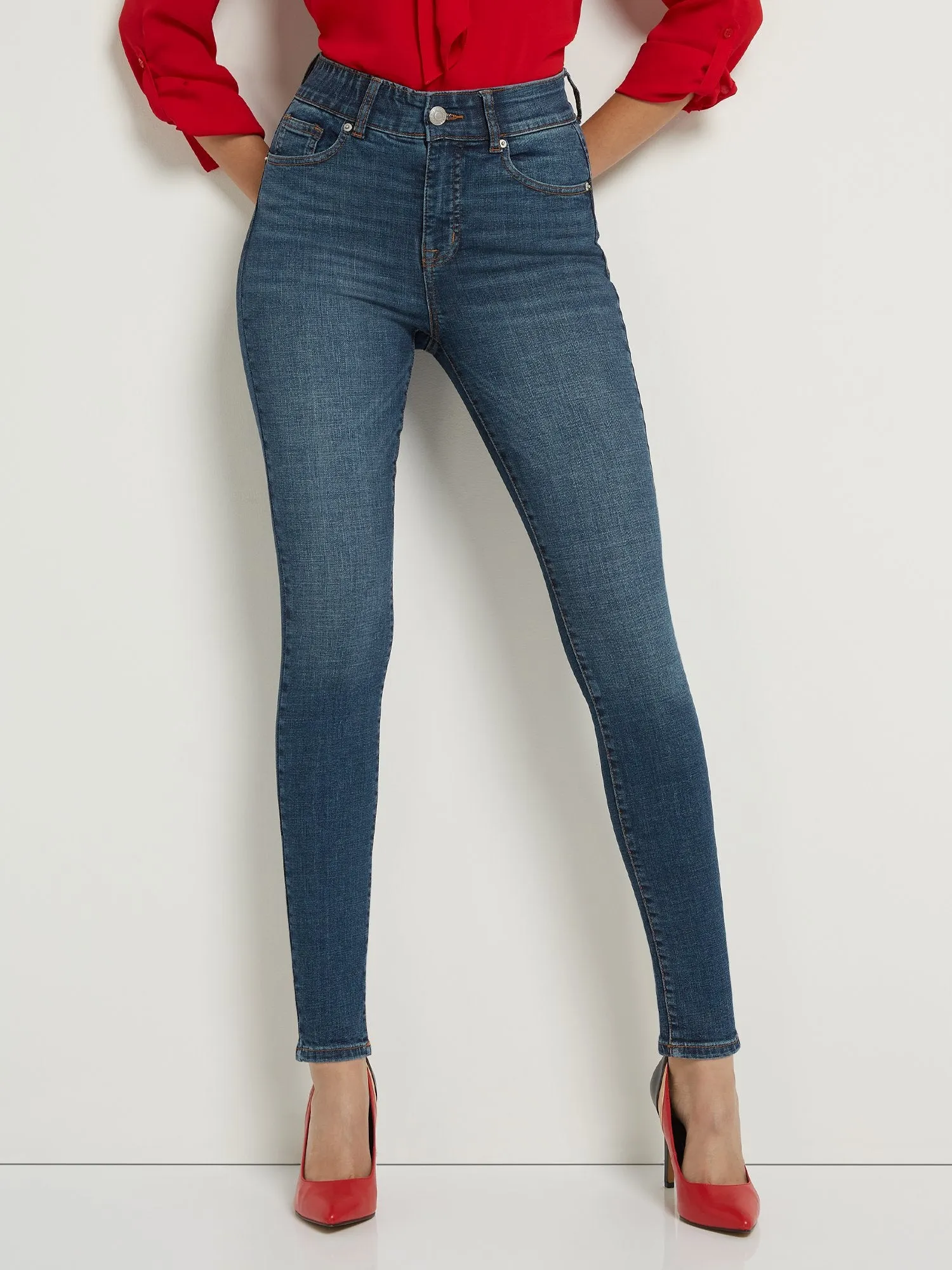 Petite Curvy Ultra High-Waisted Super-Skinny Jeans - Dark Wash