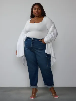 Plus High Rise Cargo Boyfriend Jeans