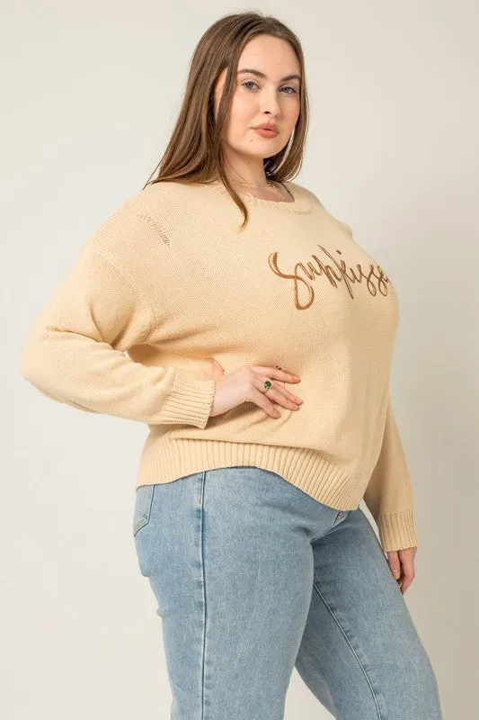 Plus Size "SunKissed" Crew Neck Relax Sweater