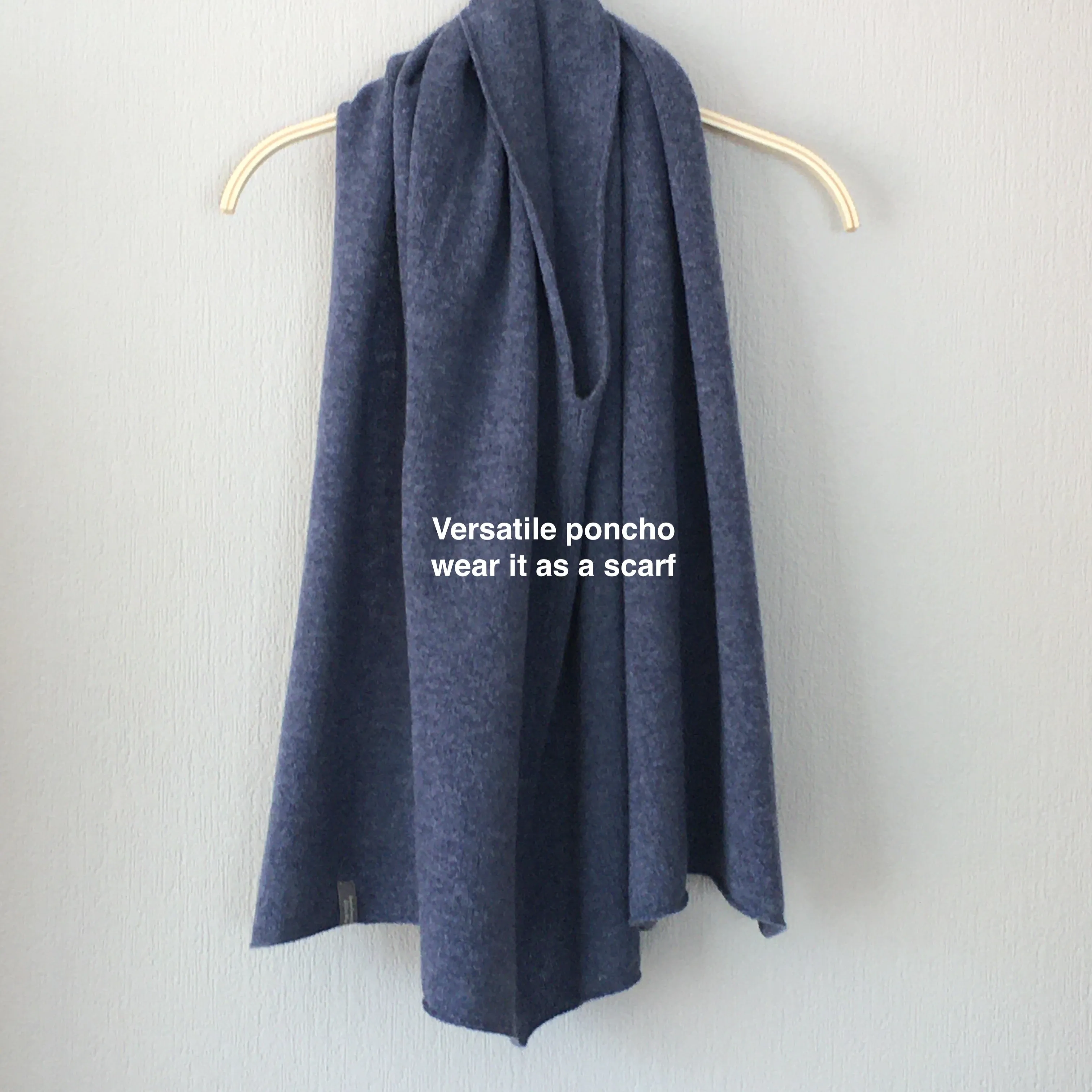 Poncho Soft Merino Lambswool Denim Blue