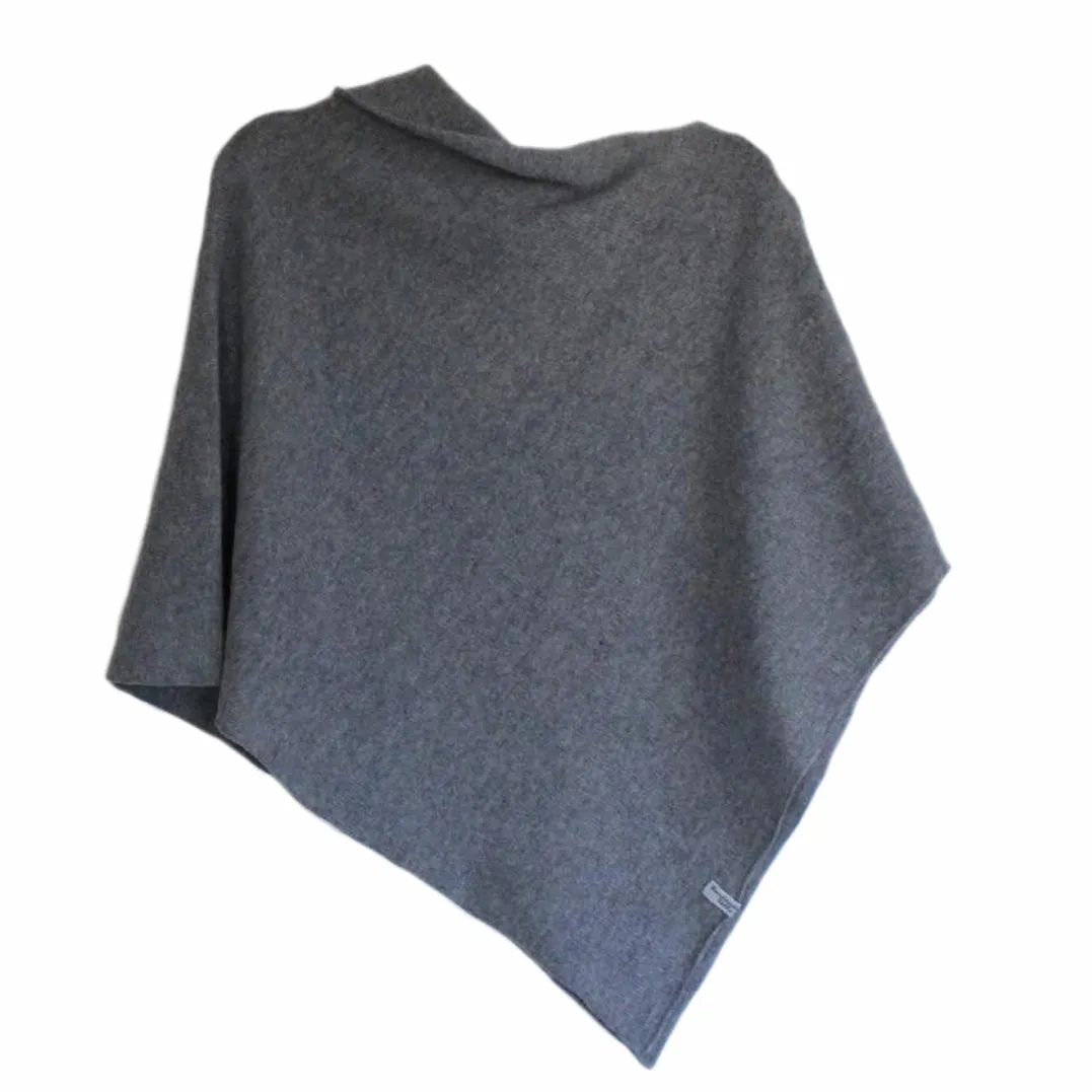 Poncho soft merino lambswool uniform grey