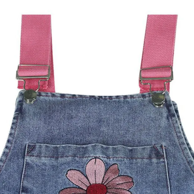 Sakura Embroidery Dungaree Shorts