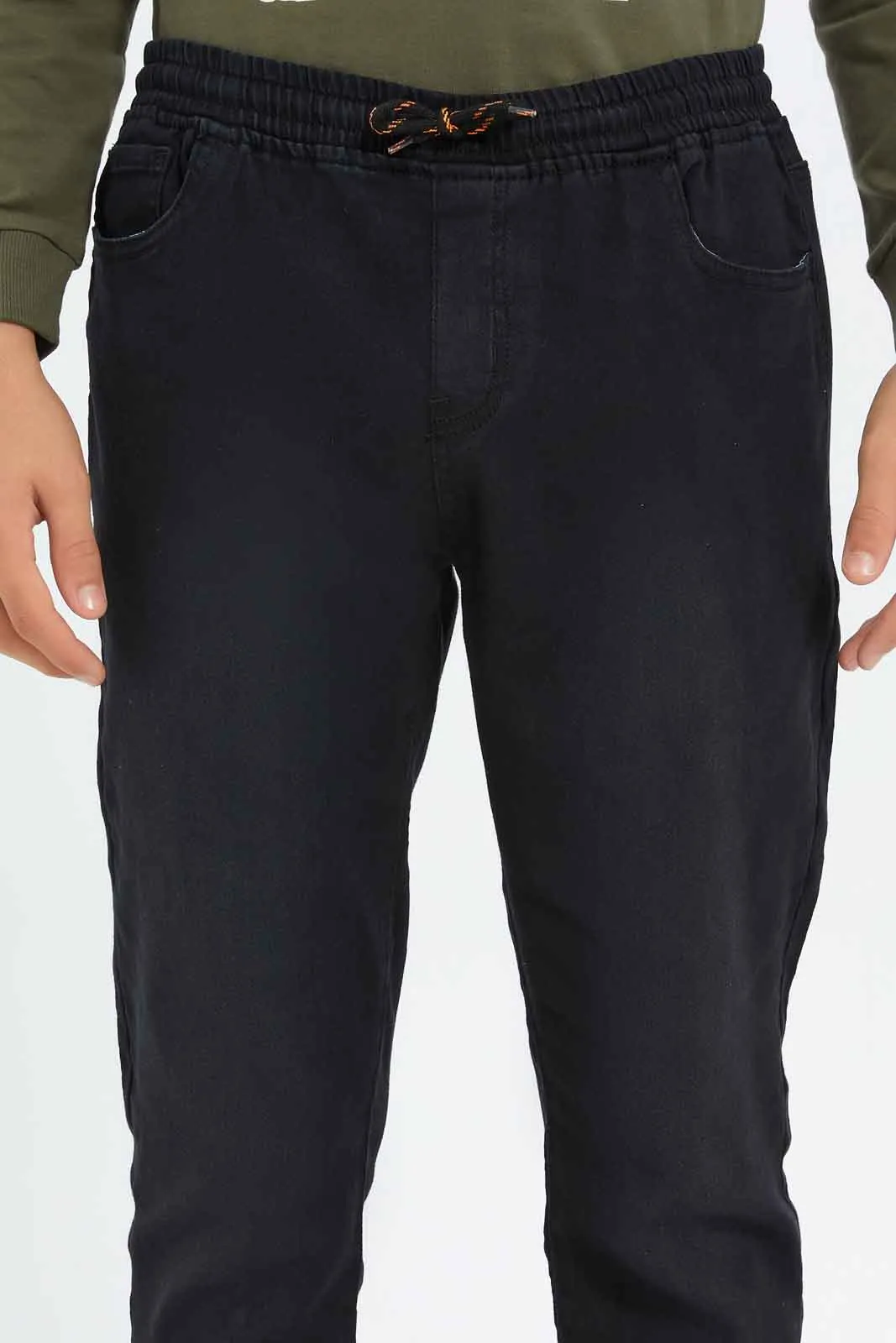 Senior Boys Black Baggy Fit Jeans