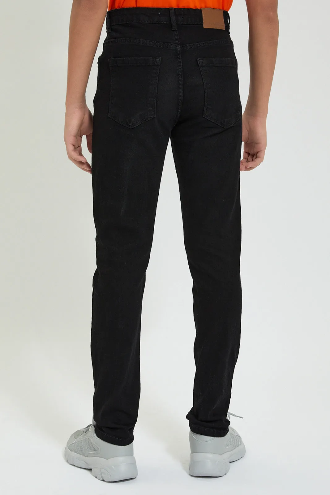 Senior Boys Black Five Pocket Stretch Jean