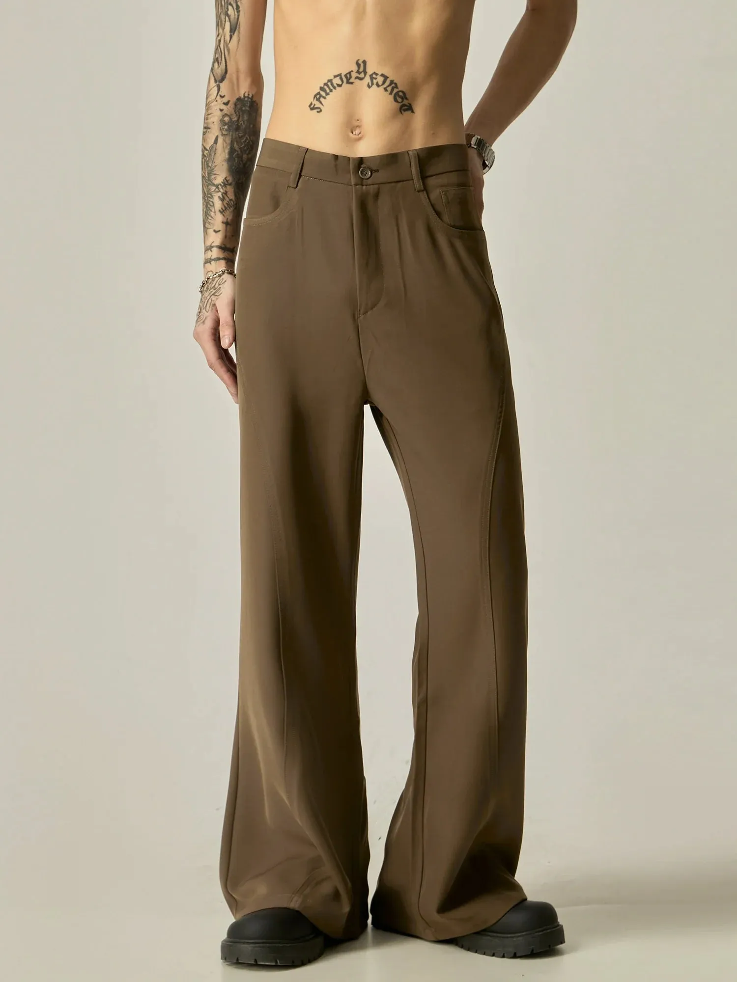 Sleek Noir Wide-Leg Dress Trousers