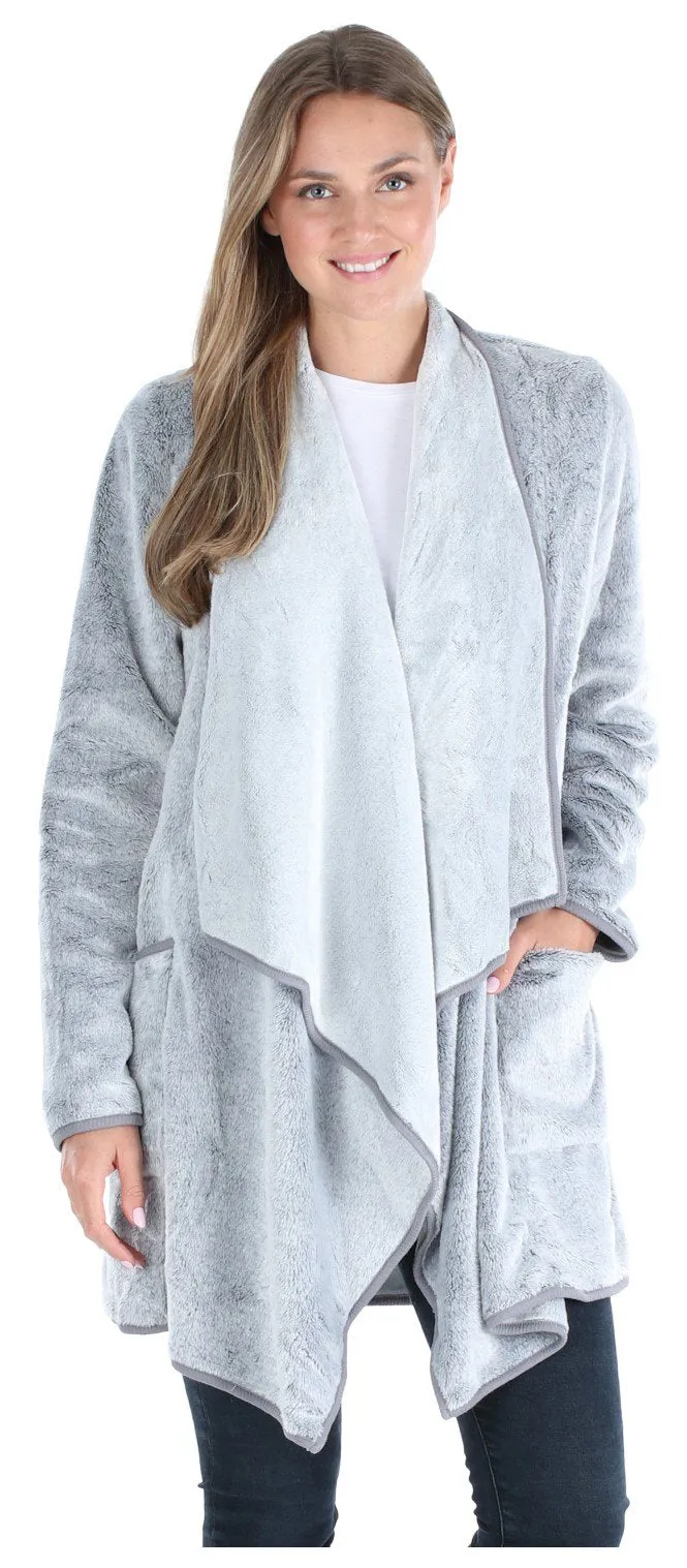 Sleepyheads Pajama Women's Fleece Long Sleeve Wrap Robe Cardigan with Pockets