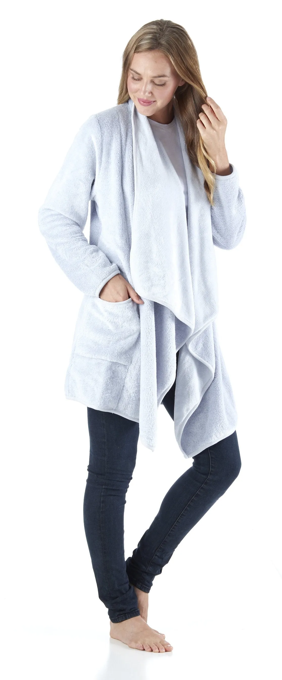 Sleepyheads Pajama Women's Fleece Long Sleeve Wrap Robe Cardigan with Pockets