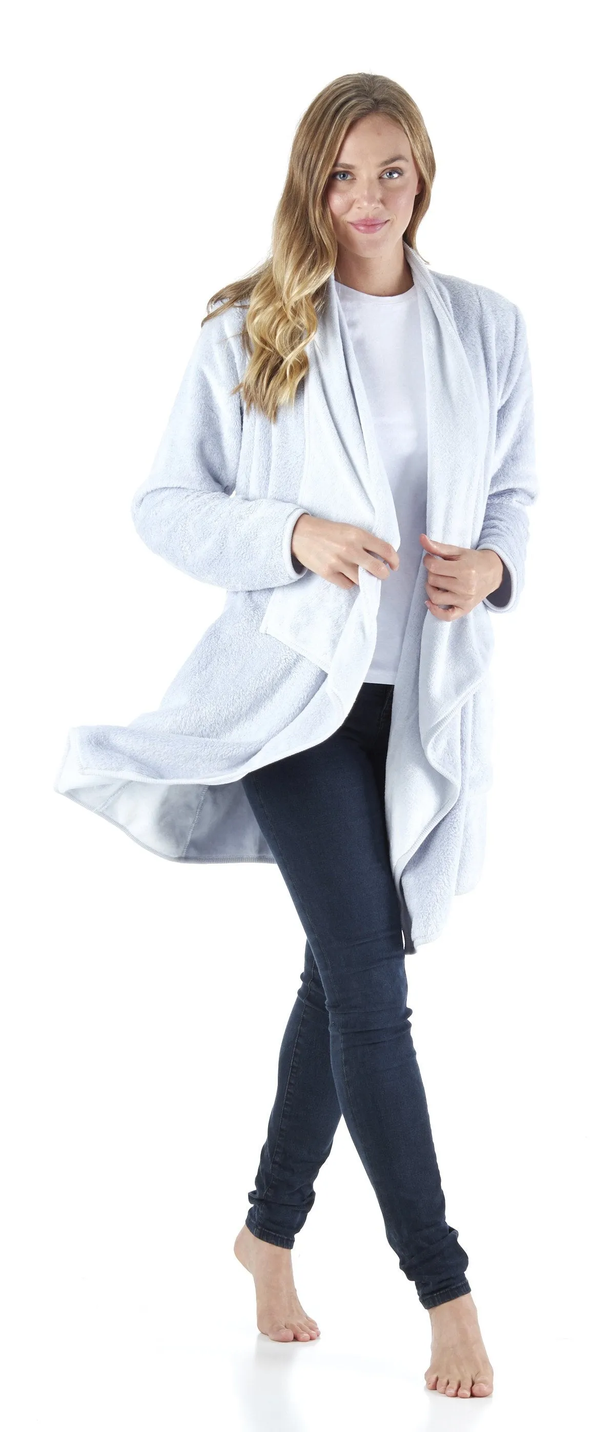 Sleepyheads Pajama Women's Fleece Long Sleeve Wrap Robe Cardigan with Pockets