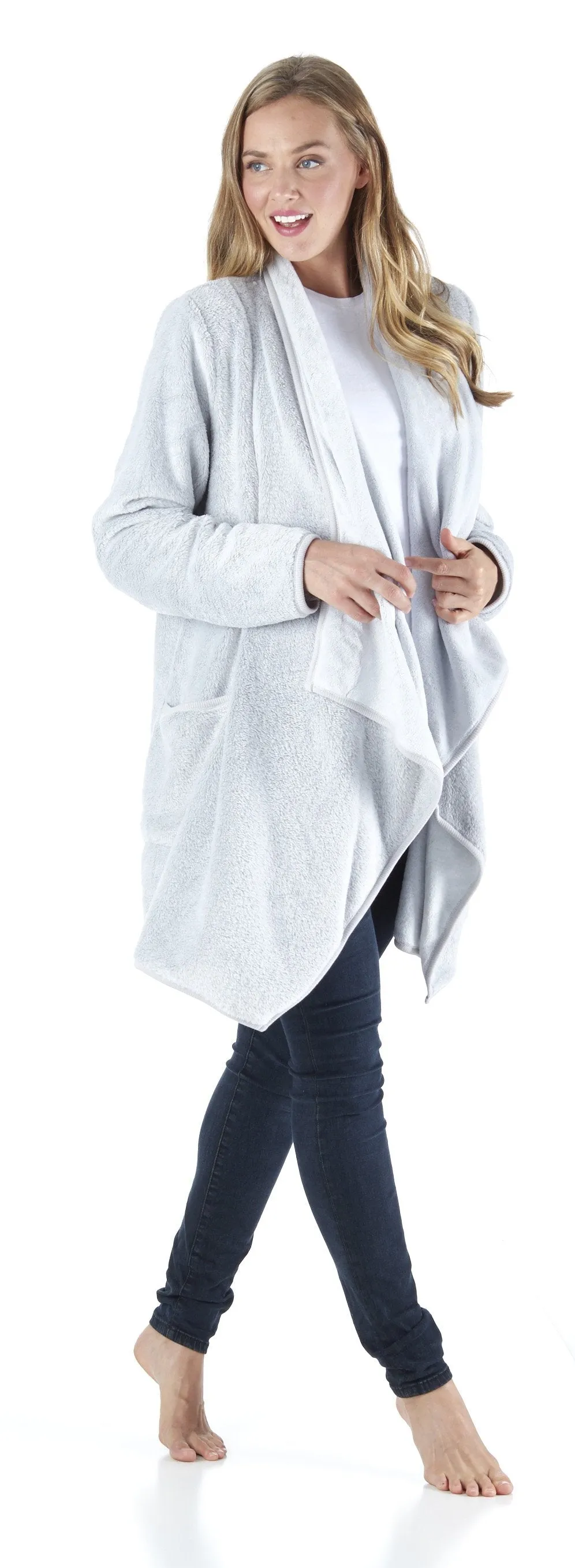 Sleepyheads Pajama Women's Fleece Long Sleeve Wrap Robe Cardigan with Pockets