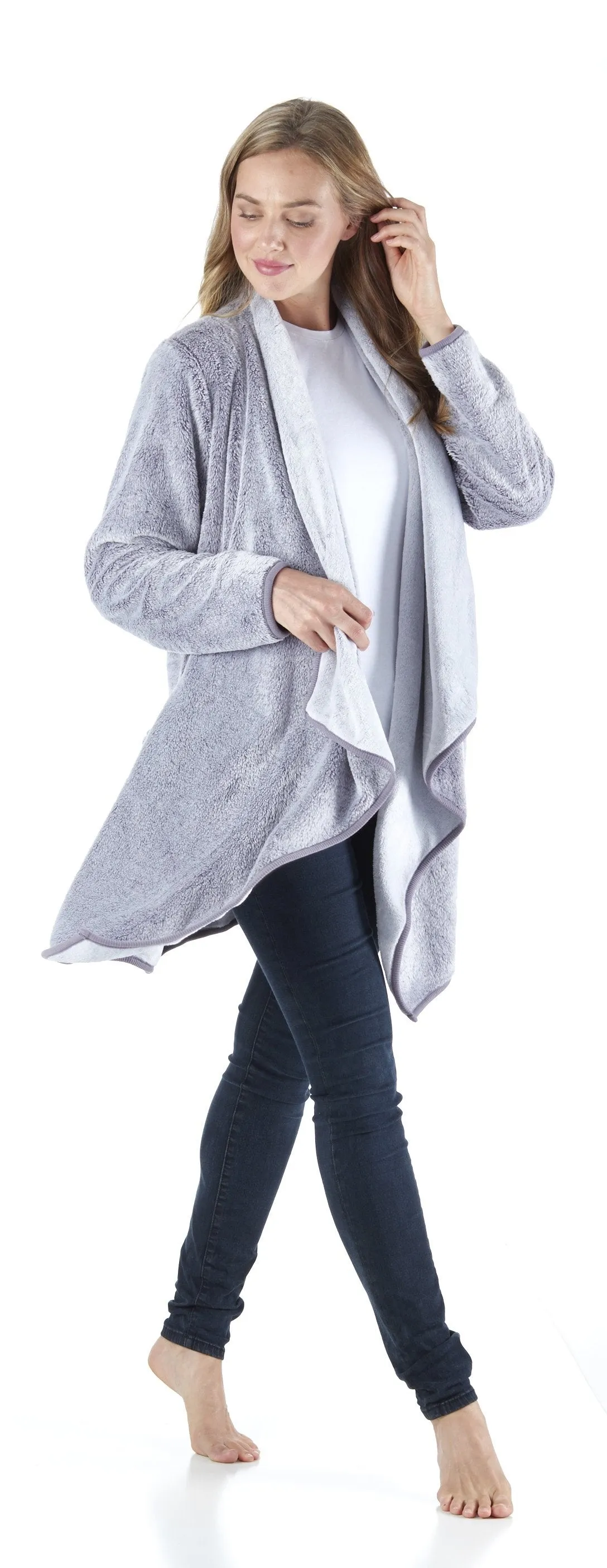 Sleepyheads Pajama Women's Fleece Long Sleeve Wrap Robe Cardigan with Pockets