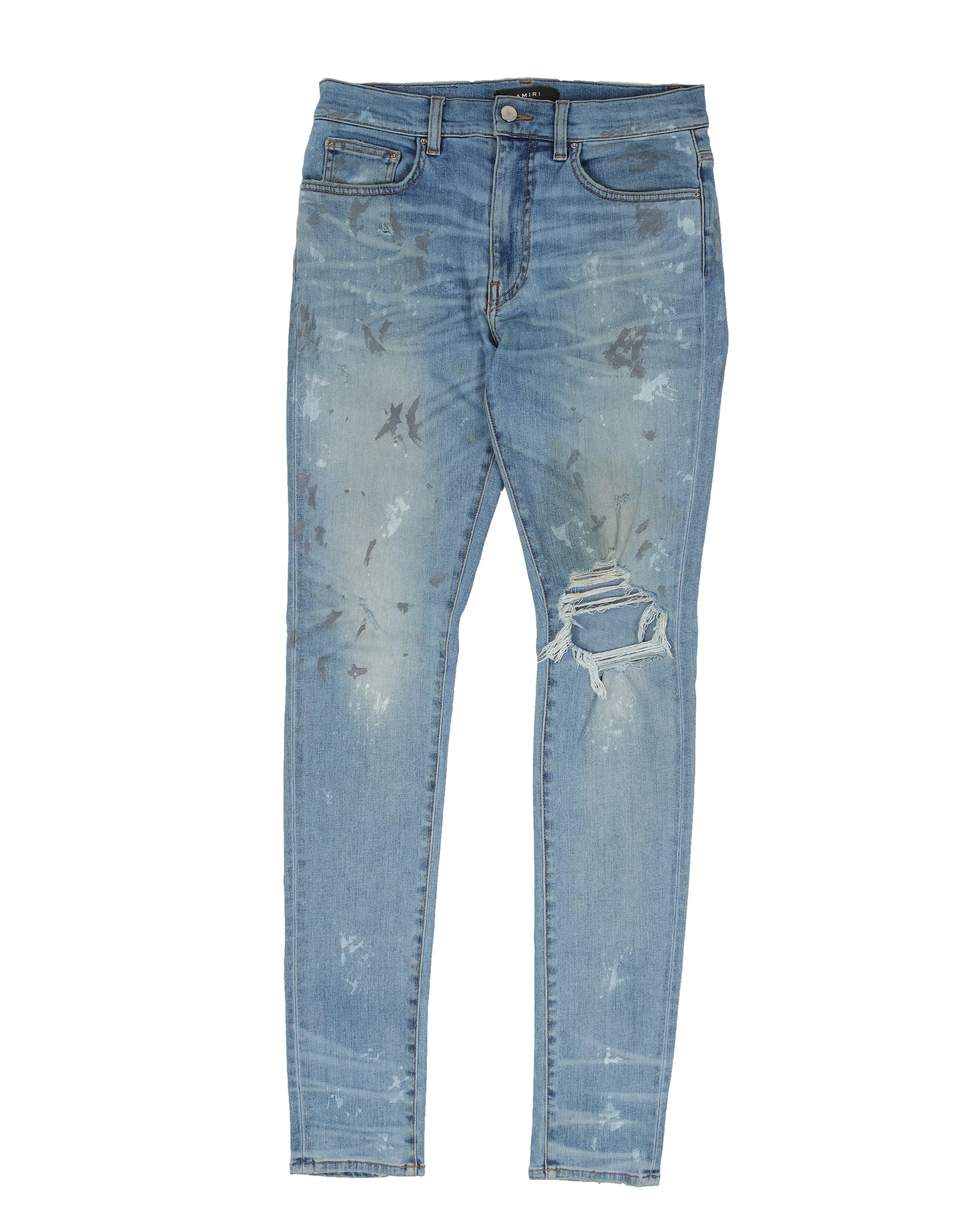 Slim-Fit Paint Splatter Denim