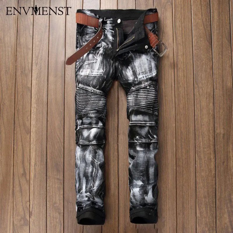 Slim fit Pleaded Biker Denim Jeans