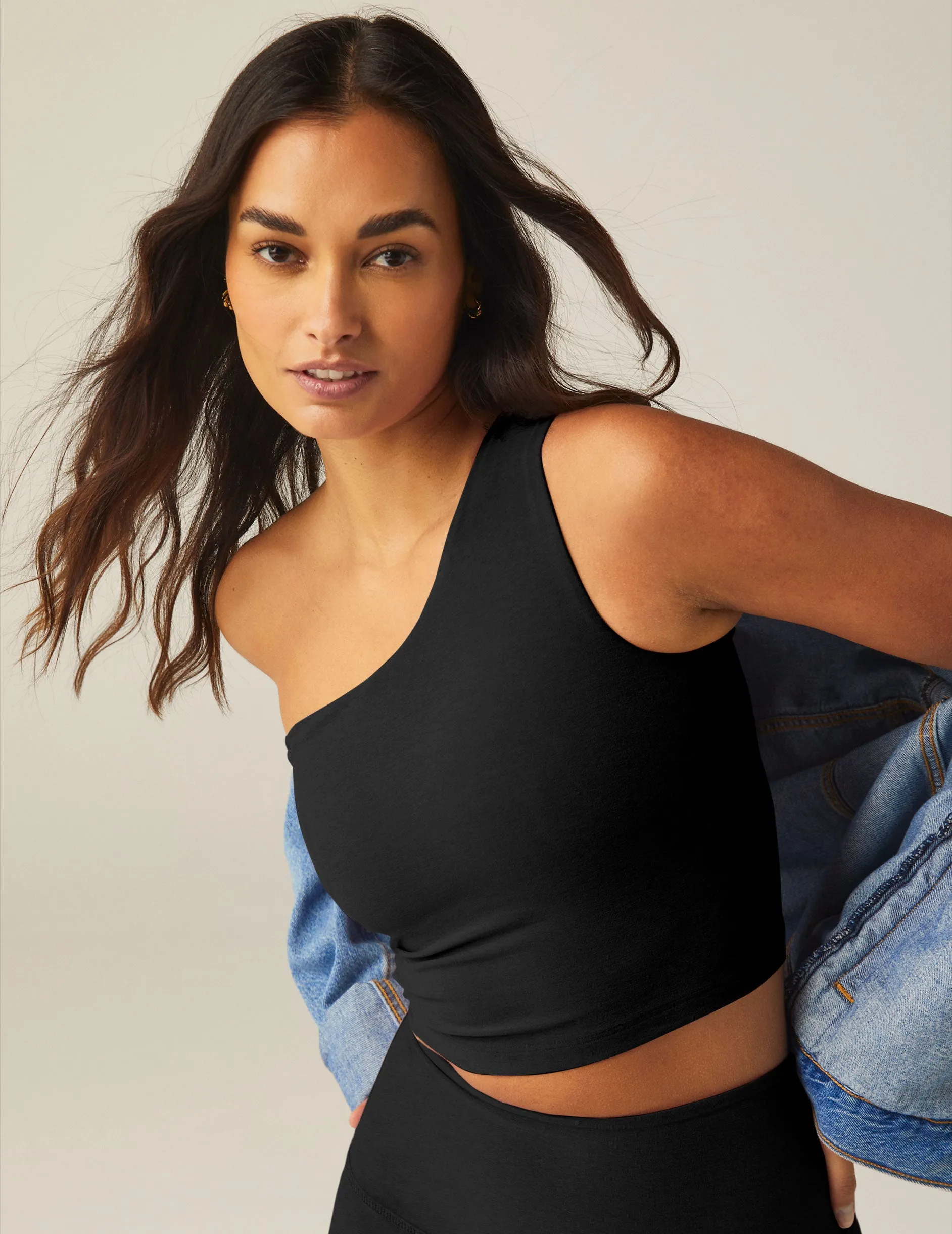 Spacedye The Bold Shoulder Cropped Tank