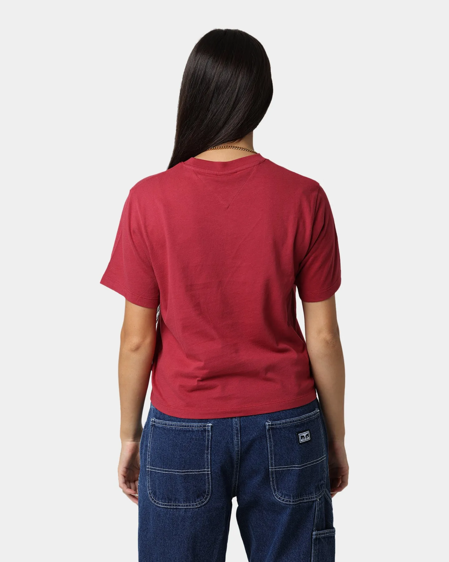 Tommy Jeans Women's Classic College Argyle T-Shirt Cranberry