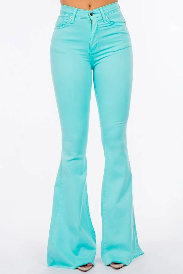 Turquoise Bell Bottom Jean