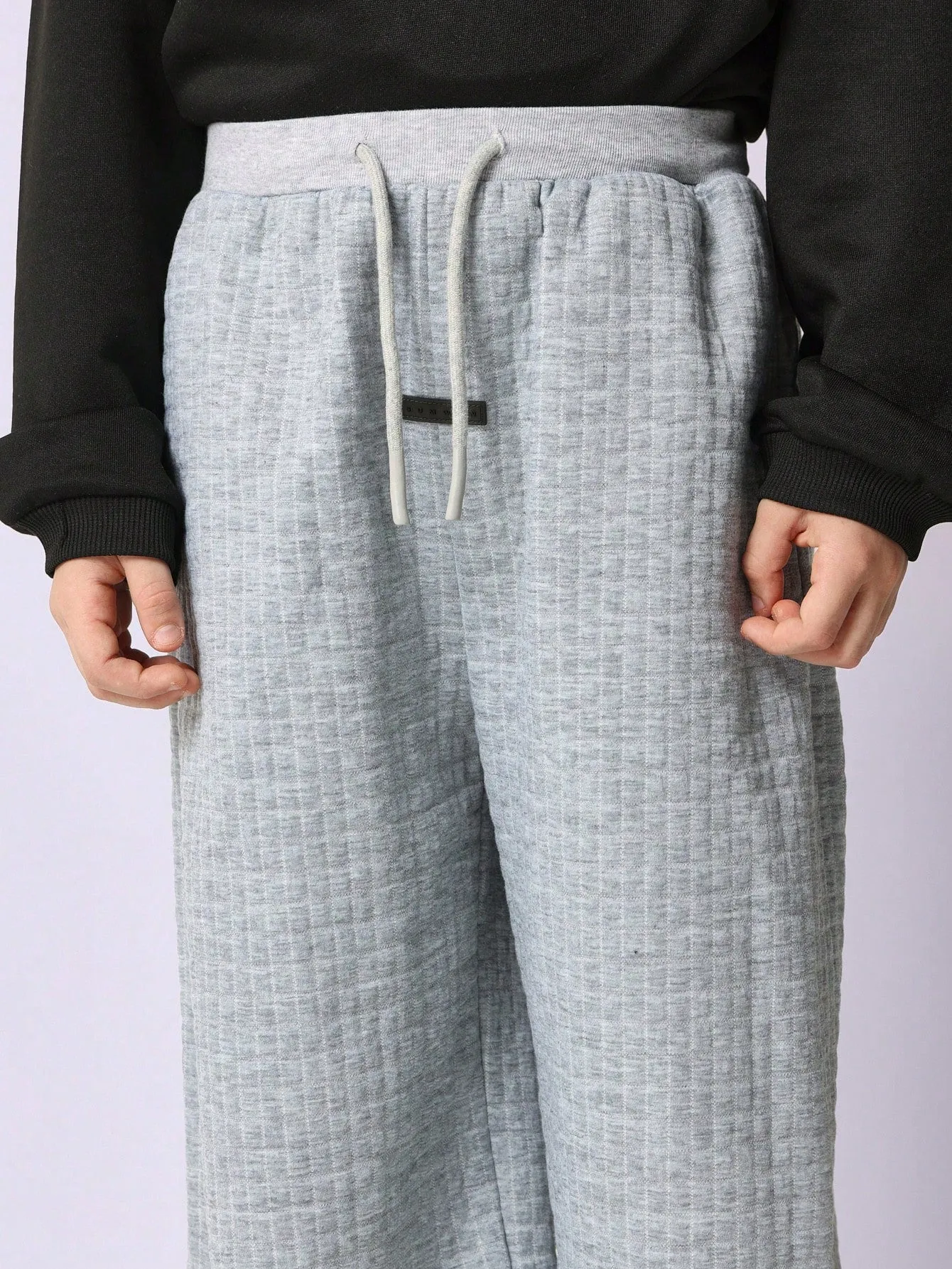 Tween Boys Wide Leg Textured Essential Sweatpants With Drawstrings