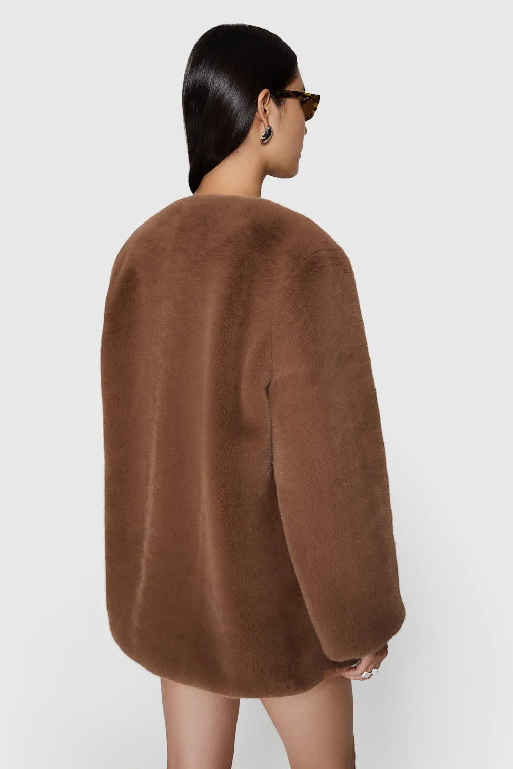 Vegan Fur Collarless Jacket