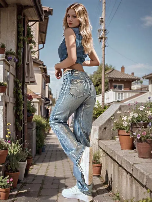 Vintage Gradient High Waist Jeans