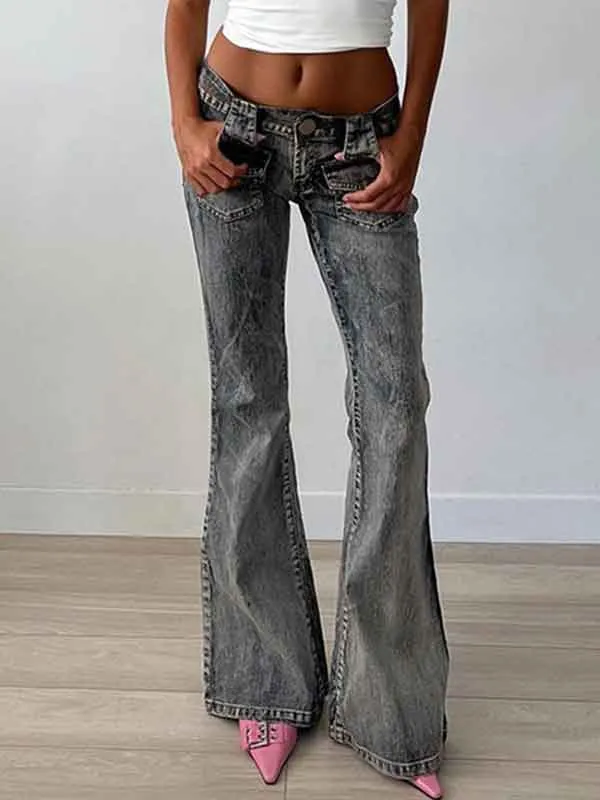 Vintage Low Rise Patch Pocket Jeans