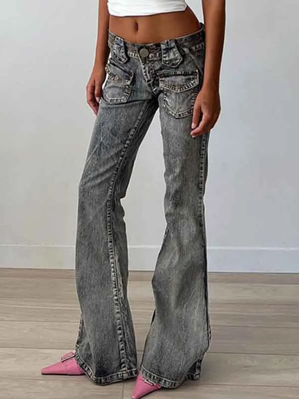 Vintage Low Rise Patch Pocket Jeans