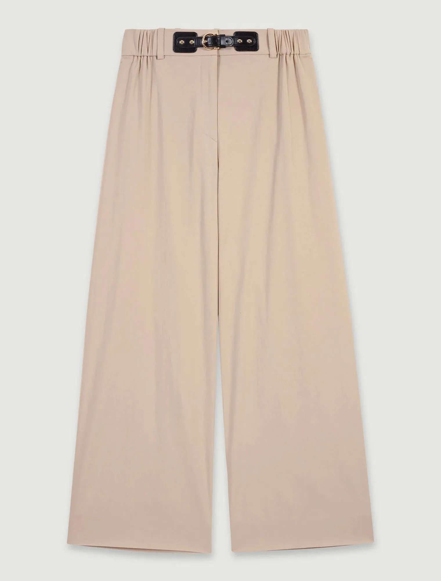 Wide-leg cotton trousers